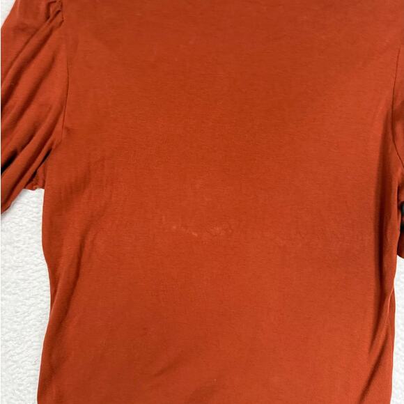 Veronica Beard Scoop Neck Puff Sleeve T Shirt Top Rust Orange Large - Picture 7 of 7